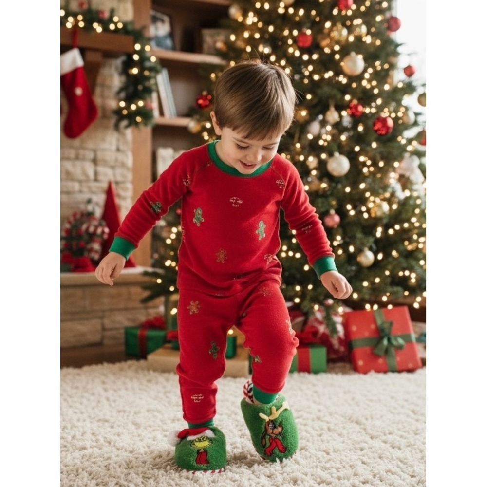 NEW Kids Grinch Slippers Size 9-10 Youth Reindeer Grinch Christmas Holiday‎ Fun